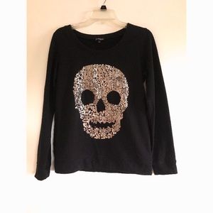 Express Sequin Skull Sweater